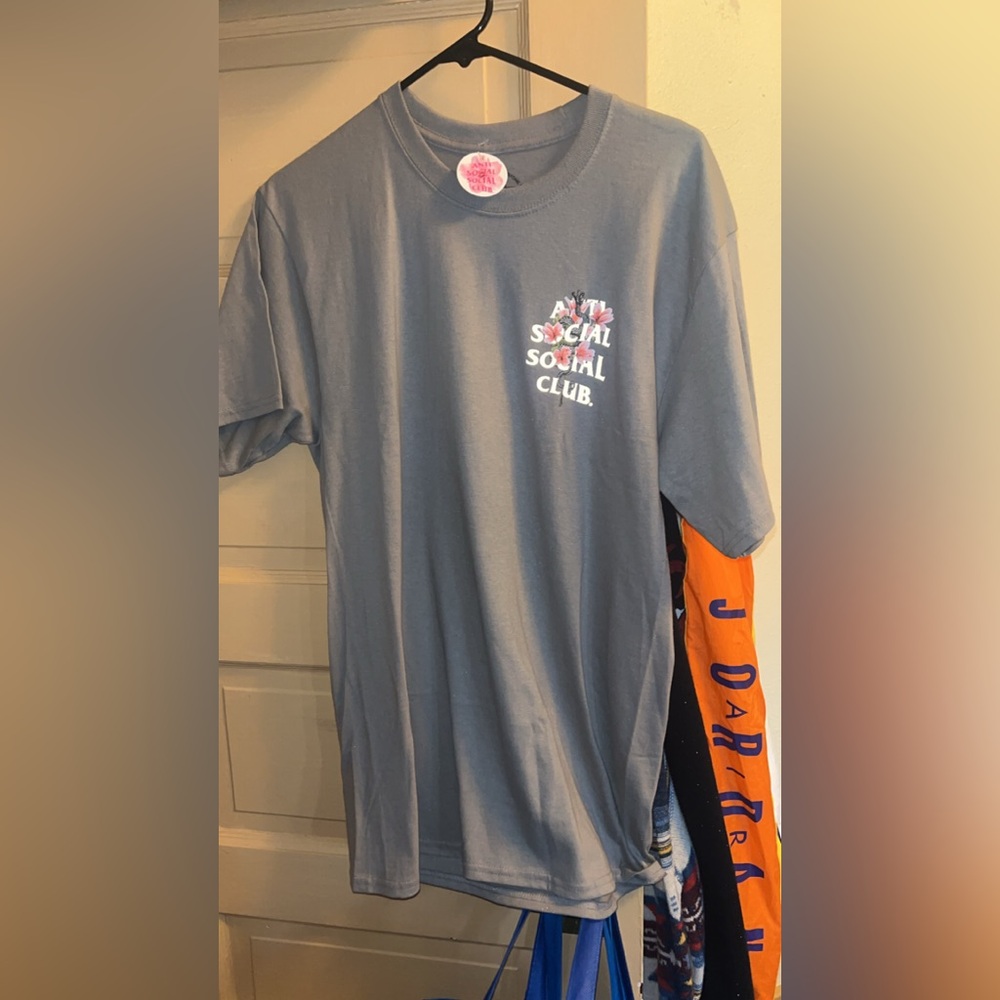 Anti Social Social Club Charcoal Tee with Floral Logo